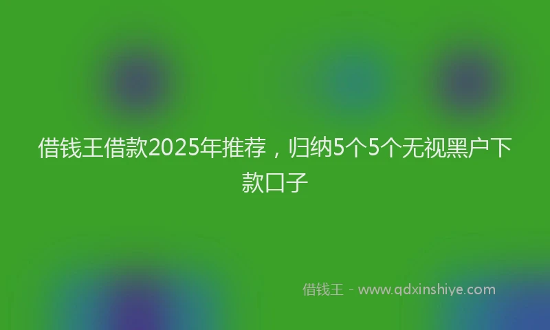 借钱王借款2025年推荐，归纳5个5个无视黑户下款口子