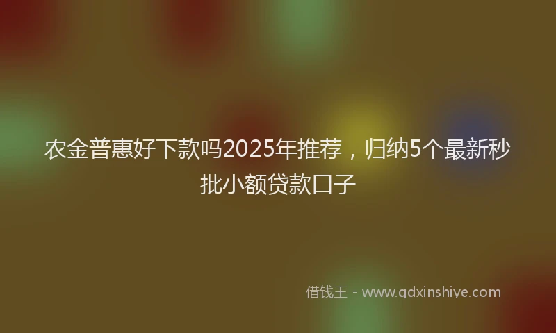 农金普惠好下款吗2025年推荐，归纳5个最新秒批小额贷款口子