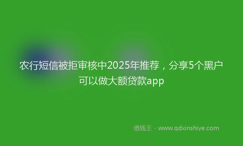 农行短信被拒审核中2025年推荐，分享5个黑户可以做大额贷款app