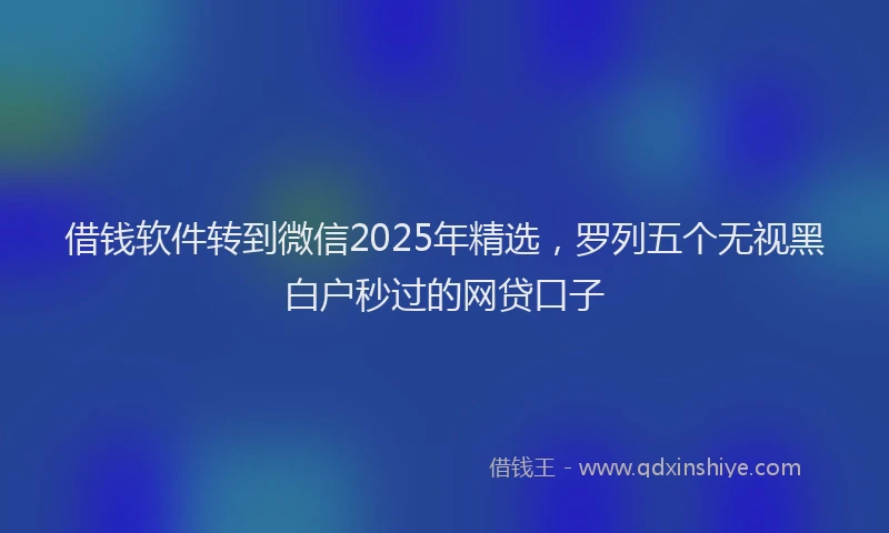 借钱软件转到微信2025年精选，罗列五个无视黑白户秒过的网贷口子