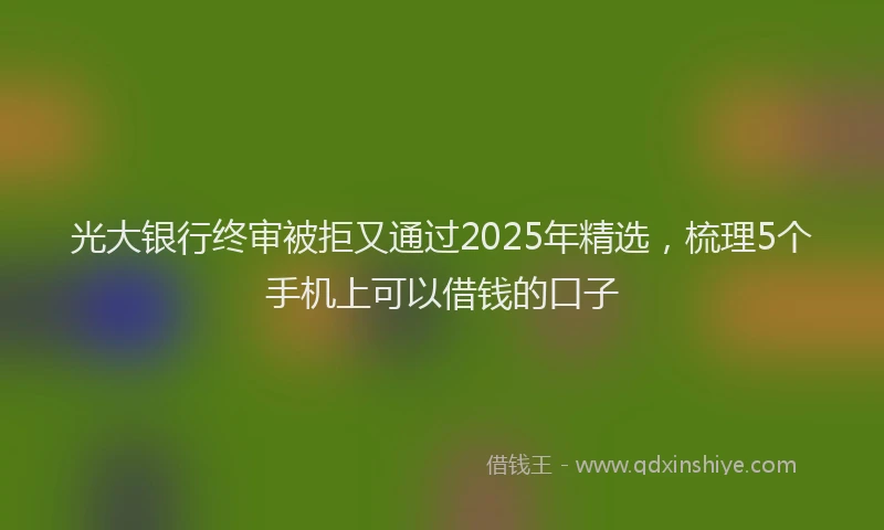 光大银行终审被拒又通过2025年精选，梳理5个手机上可以借钱的口子
