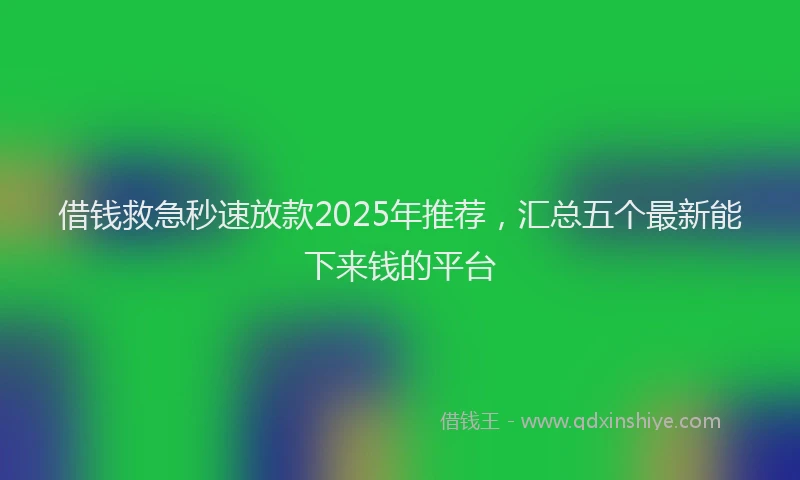 借钱救急秒速放款2025年推荐，汇总五个最新能下来钱的平台