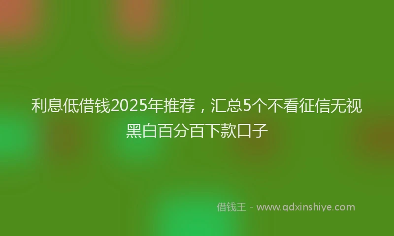 利息低借钱2025年推荐，汇总5个不看征信无视黑白百分百下款口子