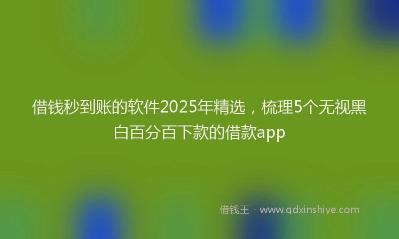 借钱秒到账的软件2025年精选，梳理5个无视黑白百分百下款的借款app