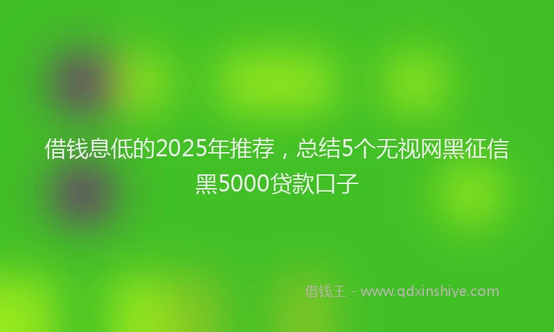 借钱息低的2025年推荐，总结5个无视网黑征信黑5000贷款口子