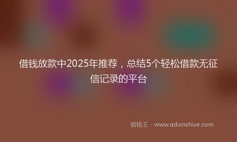 借钱放款中2025年推荐，总结5个轻松借款无征信记录的平台