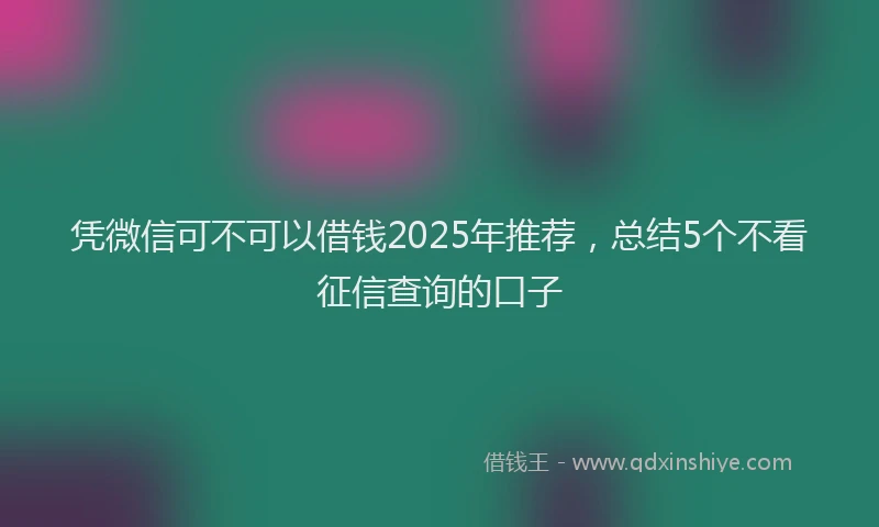 凭微信可不可以借钱2025年推荐，总结5个不看征信查询的口子