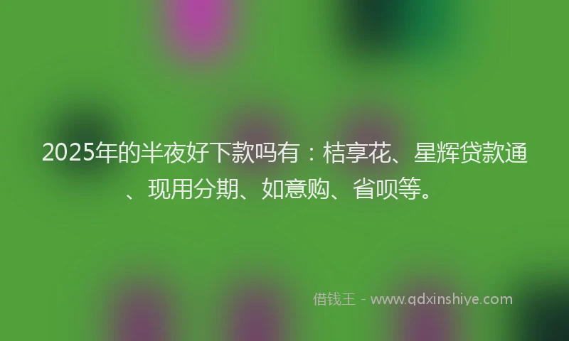 2025年的半夜好下款吗有：桔享花、星辉贷款通、现用分期、如意购、省呗等。