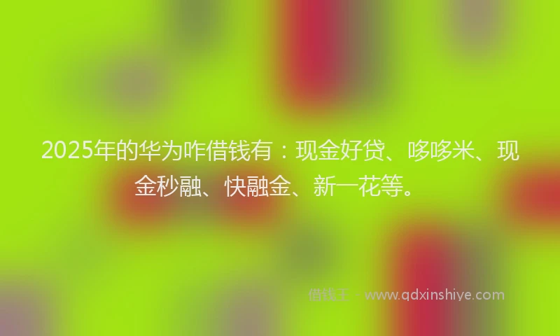 2025年的华为咋借钱有：现金好贷、哆哆米、现金秒融、快融金、新一花等。
