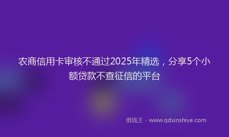 农商信用卡审核不通过2025年精选，分享5个小额贷款不查征信的平台
