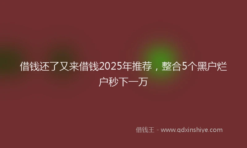借钱还了又来借钱2025年推荐，整合5个黑户烂户秒下一万