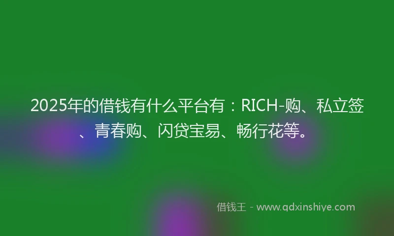 2025年的借钱有什么平台有：RICH-购、私立签、青春购、闪贷宝易、畅行花等。