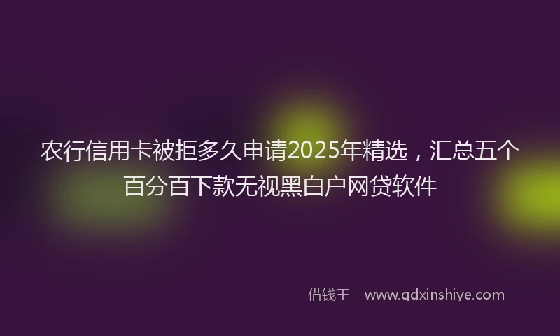 农行信用卡被拒多久申请2025年精选，汇总五个百分百下款无视黑白户网贷软件