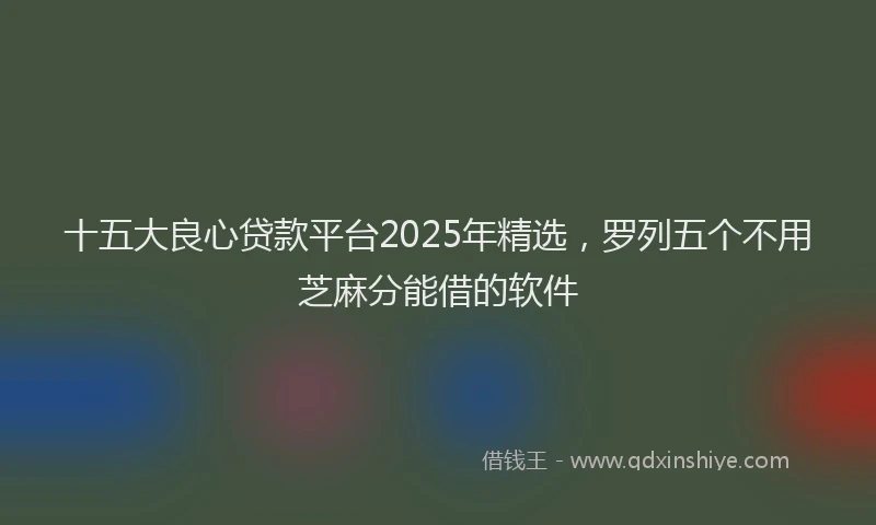 十五大良心贷款平台2025年精选，罗列五个不用芝麻分能借的软件