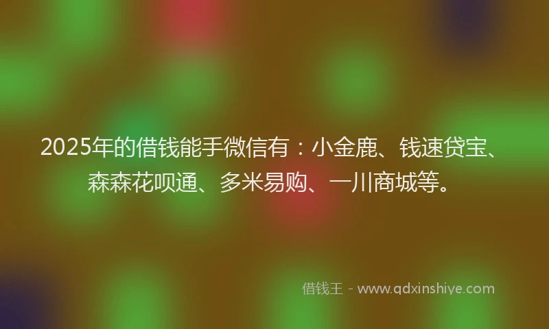 2025年的借钱能手微信有：小金鹿、钱速贷宝、森森花呗通、多米易购、一川商城等。