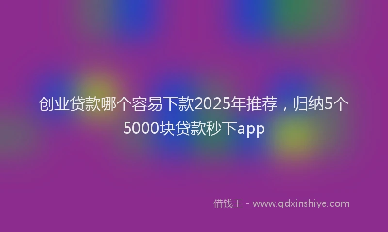 创业贷款哪个容易下款2025年推荐，归纳5个5000块贷款秒下app