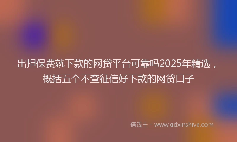 出担保费就下款的网贷平台可靠吗2025年精选，概括五个不查征信好下款的网贷口子