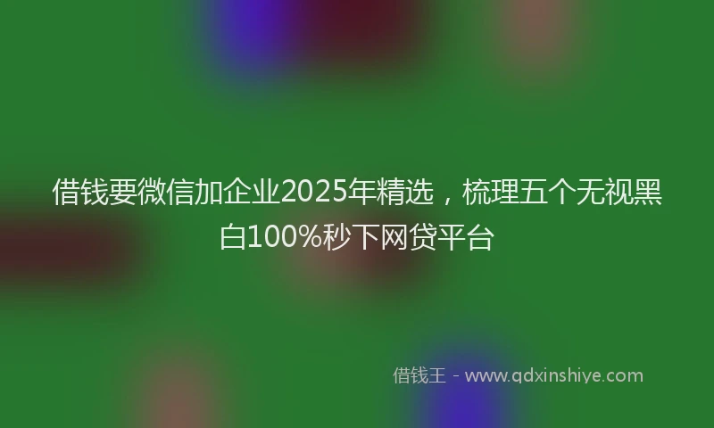 借钱要微信加企业2025年精选，梳理五个无视黑白100%秒下网贷平台