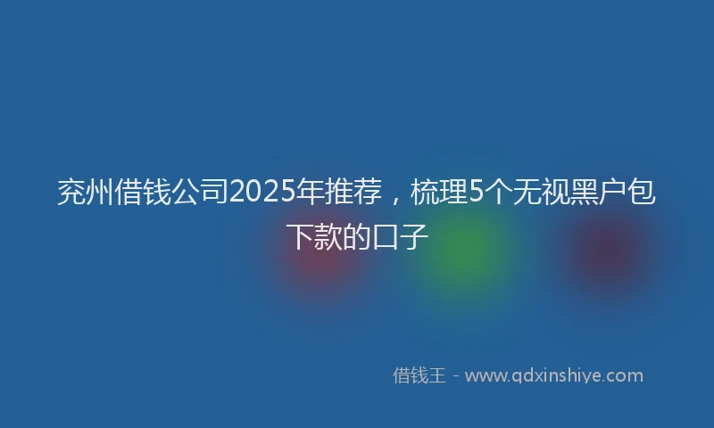 兖州借钱公司2025年推荐，梳理5个无视黑户包下款的口子