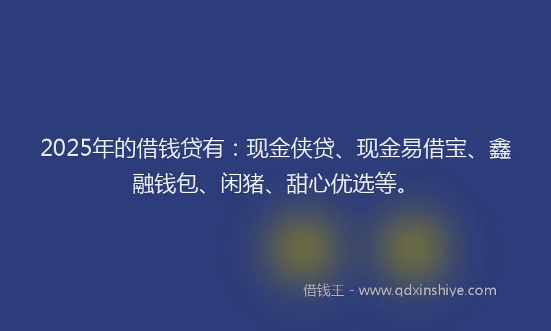 2025年的借钱贷有：现金侠贷、现金易借宝、鑫融钱包、闲猪、甜心优选等。