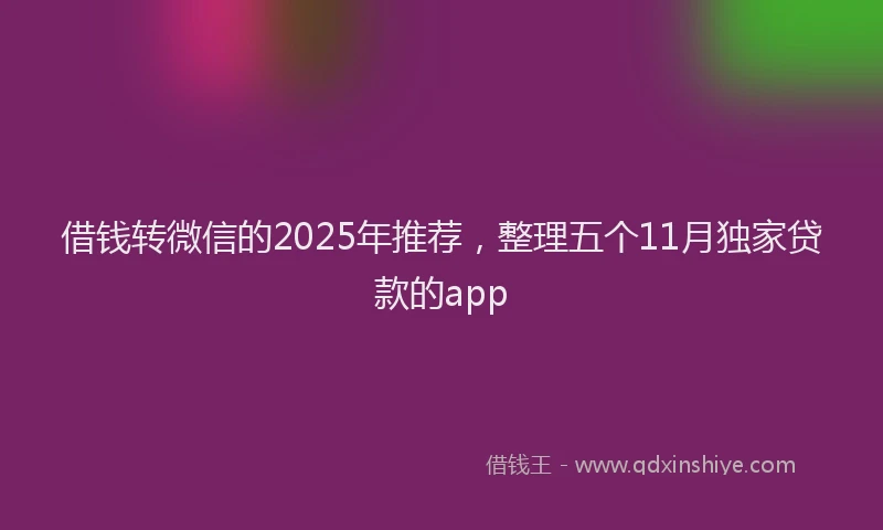 借钱转微信的2025年推荐，整理五个11月独家贷款的app