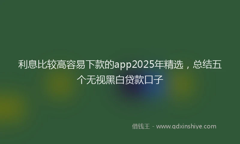 利息比较高容易下款的app2025年精选，总结五个无视黑白贷款口子