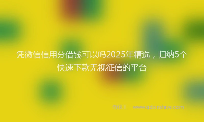 凭微信信用分借钱可以吗2025年精选，归纳5个快速下款无视征信的平台