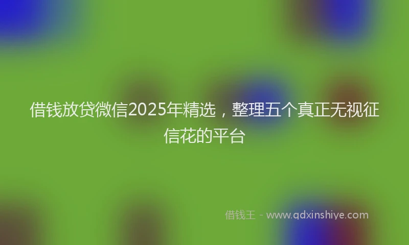 借钱放贷微信2025年精选，整理五个真正无视征信花的平台