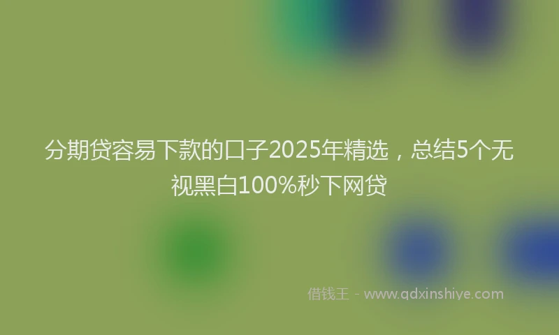 分期贷容易下款的口子2025年精选，总结5个无视黑白100%秒下网贷