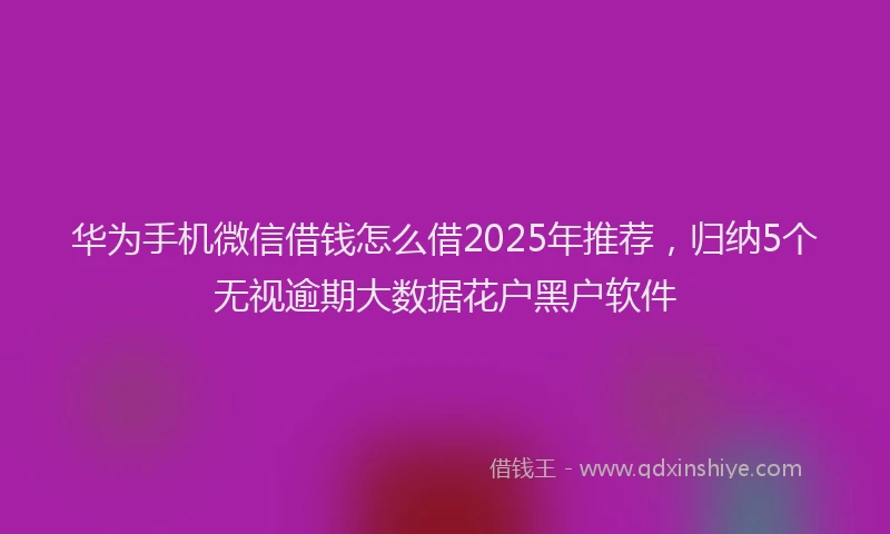 华为手机微信借钱怎么借2025年推荐，归纳5个无视逾期大数据花户黑户软件