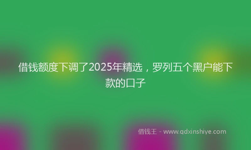 借钱额度下调了2025年精选，罗列五个黑户能下款的口子
