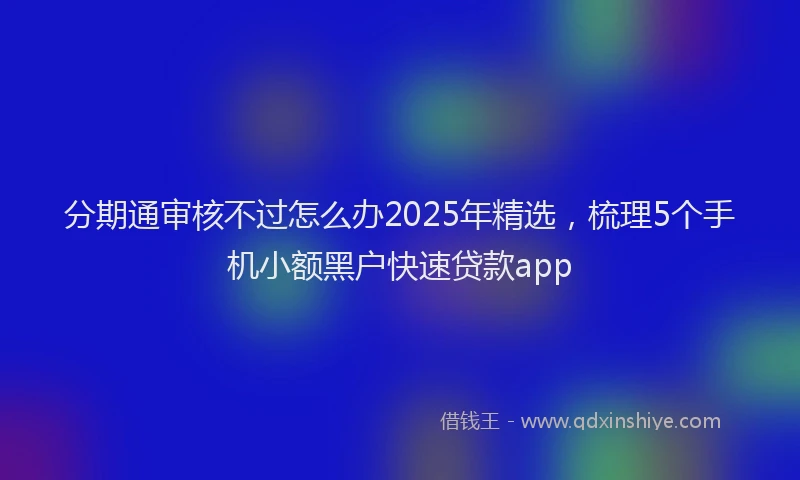 分期通审核不过怎么办2025年精选，梳理5个手机小额黑户快速贷款app