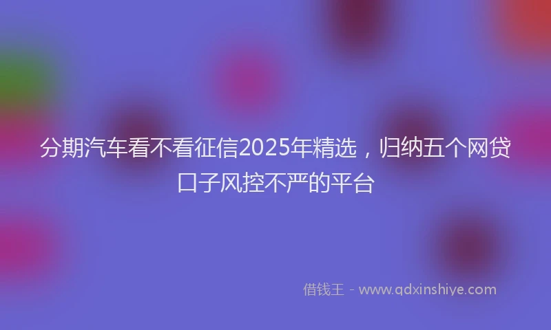 分期汽车看不看征信2025年精选，归纳五个网贷口子风控不严的平台