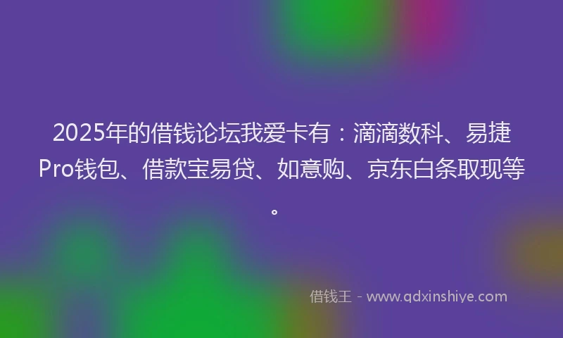 2025年的借钱论坛我爱卡有：滴滴数科、易捷Pro钱包、借款宝易贷、如意购、京东白条取现等。