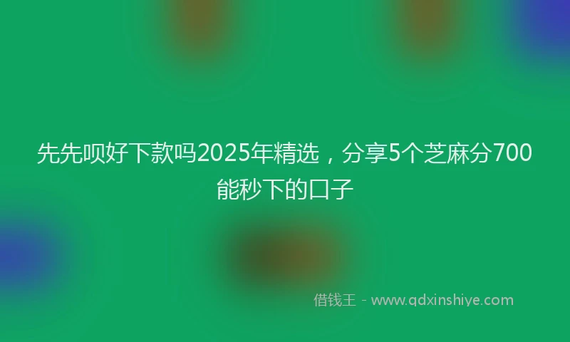 先先呗好下款吗2025年精选，分享5个芝麻分700能秒下的口子