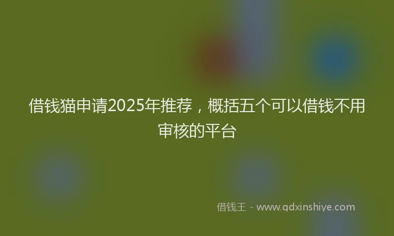借钱猫申请2025年推荐，概括五个可以借钱不用审核的平台