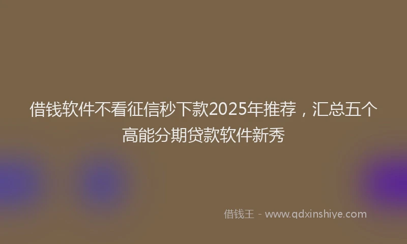 借钱软件不看征信秒下款2025年推荐，汇总五个高能分期贷款软件新秀