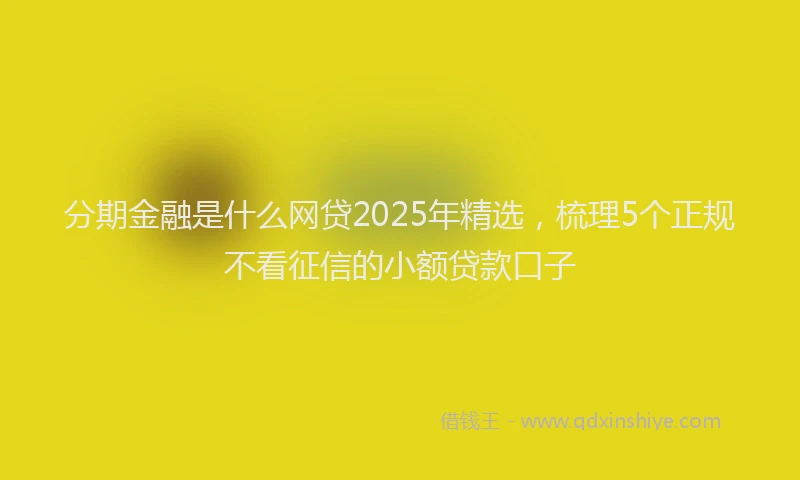 分期金融是什么网贷2025年精选，梳理5个正规不看征信的小额贷款口子