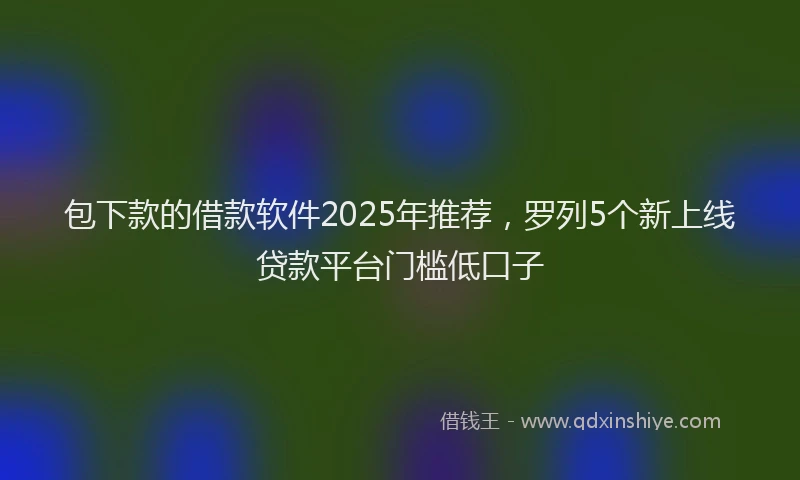包下款的借款软件2025年推荐，罗列5个新上线贷款平台门槛低口子