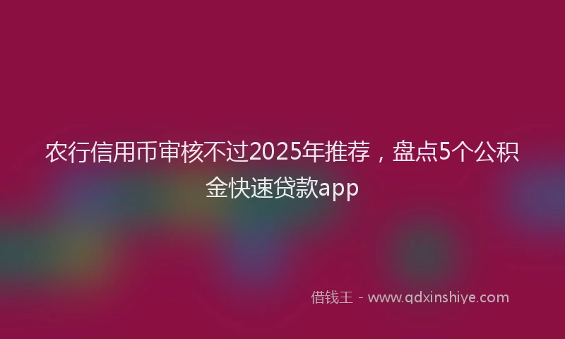 农行信用币审核不过2025年推荐，盘点5个公积金快速贷款app