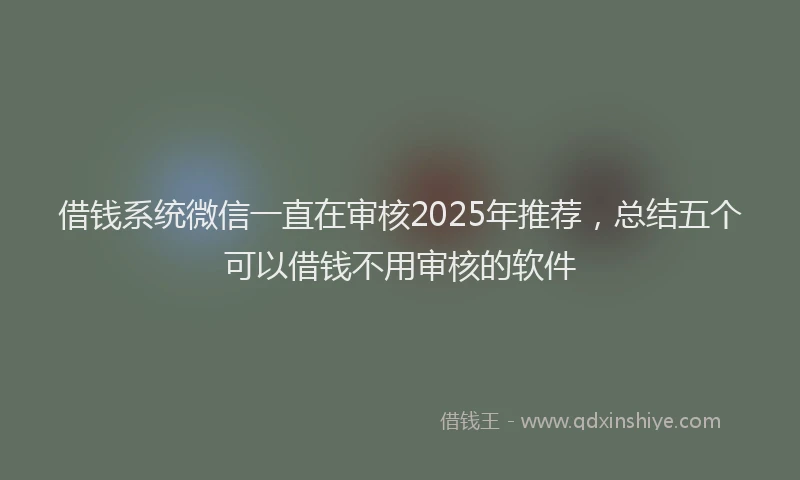 借钱系统微信一直在审核2025年推荐，总结五个可以借钱不用审核的软件