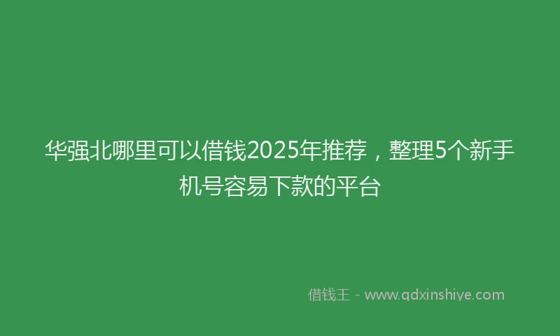 华强北哪里可以借钱2025年推荐，整理5个新手机号容易下款的平台