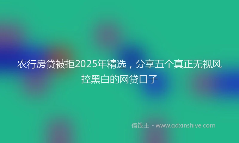农行房贷被拒2025年精选，分享五个真正无视风控黑白的网贷口子