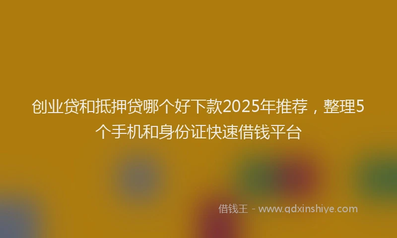 创业贷和抵押贷哪个好下款2025年推荐，整理5个手机和身份证快速借钱平台