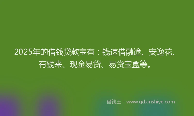 2025年的借钱贷款宝有：钱速借融途、安逸花、有钱来、现金易贷、易贷宝盒等。