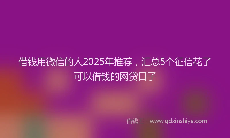 借钱用微信的人2025年推荐，汇总5个征信花了可以借钱的网贷口子