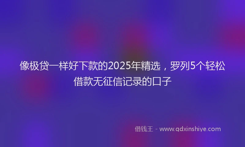 像极贷一样好下款的2025年精选，罗列5个轻松借款无征信记录的口子