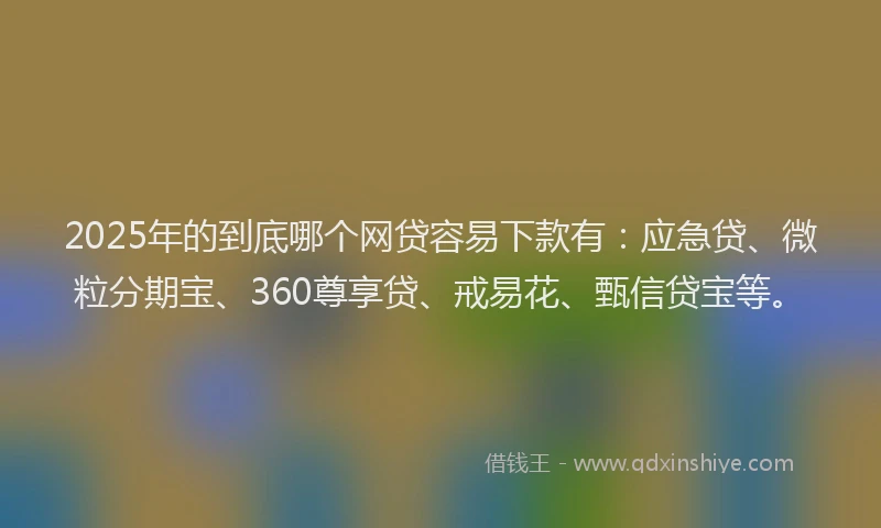 2025年的到底哪个网贷容易下款有：应急贷、微粒分期宝、360尊享贷、戒易花、甄信贷宝等。