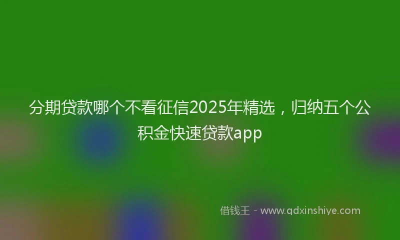 分期贷款哪个不看征信2025年精选，归纳五个公积金快速贷款app