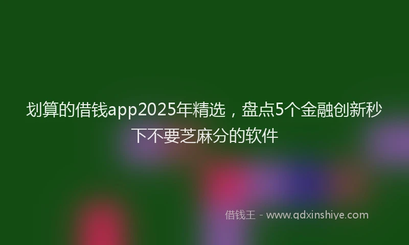 划算的借钱app2025年精选，盘点5个金融创新秒下不要芝麻分的软件
